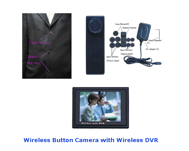 Wireless Spy Button Camera + Wireless DVR Receiver
