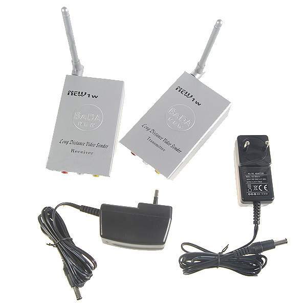 2.4GHz 1W Wireless Audio Video AV Transmitter Sender Receiver For CCTV Camera VCR DVD